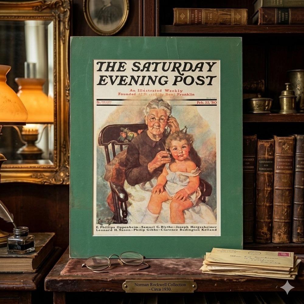 Vintage 1972 Saturday Evening Post Feb 22 1930 Grandma Ellen Pyle Art Print